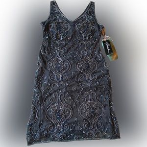 Beaded party/evening dress, Smoke, Size 6, NWT